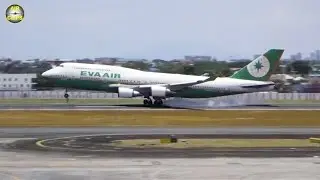 EVA Air B747-400 short-haul service Manila-Taipei in Business Class  [AirClips full flight series]