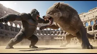 king kong vs giant wolf in the roman colosseum epic arena battle