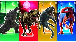Godzilla 🆚 Tyranasaurus 🆚 Shark&nbsp; 🆚 Dinosaur spedr man  || Coffin Dance Song Tiles Hop Edm Rush