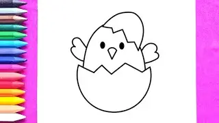 How to draw a Cute Easter Chick easily / step by step lesson for kids