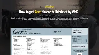 EASY WAY TO GET YOUR CLASSIC AERO BUILD SHEET BY 13 DIGIT VIN LOOKUP | CLASSIC VIN DECODER
