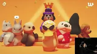 Jungkook of BTS playing party animal Gang Beasts with ARMY on Weverse live
