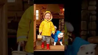 Cute Baby & Cat in Stormy Rain ! Heartwarming Story of Friendship & Teamwork 🌧️🐾