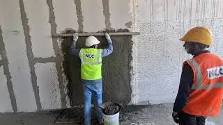 Ready-mix plaster is sampled for quality control and performance testing and project specifications