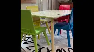 Delta Children Kids Table and Chair Set (4 Chairs Included), Natural/Primary