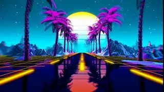 80s retro futuristic sci fi seamless loop retrowave vj videogame landscape neon lights