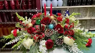 How to make a flower table centerpiece arrangement for Christmas 