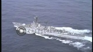 USS Destroyer ship Turner Joy 951 underway in the Gulf of Tonkin. HD Stock Footage