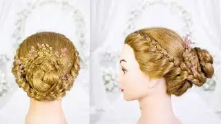 Elegant Bridal Braided Bun Hairstyle | Wedding Bun Hairstyle for Bride