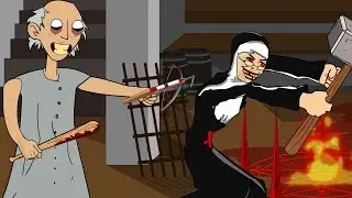 GRANNY THE HORROR GAME ANIMATION #22 : EVIL NUN Vs Scary Granny DAY 2