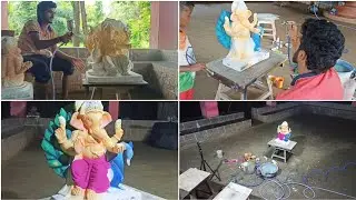 | नविन गणपती मूर्ती रंगवायला सुरुवात | आत्तेच्या मुलाने गायलेल नमनातील गाणं ☺️🥰