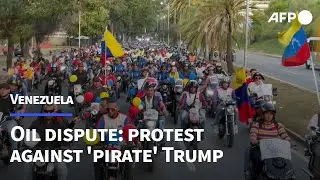 Venezuela motorcyclists protest against 'pirate' Trump over oil dispute | AFP