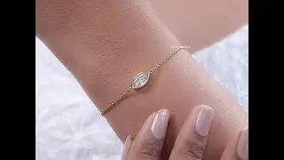 Lab Diamond Marquise Cut Bezel Set Chain Bracelet @Dvik-Jewels