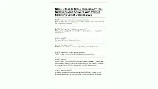 NCCCO Mobile Crane Terminology Test Questions And Answers With Verified Solutions Latest Updated 202