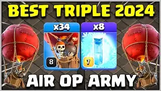 BEST TRIPLE 2024 | 34 BALLOONS + 8 FREEZE SPELL Th12 Air Attack Strategies Clash of Clans
