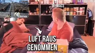 Trymacs lässt die Luft aus Rumathras Luftmatratze raus und ärgert ihn 😂
