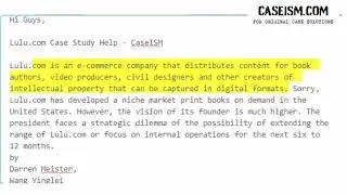 Lulu.com Case Study Help - Caseism.com