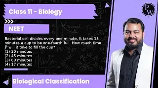 Bacterial cell divides every one minute. It takes 15 minutes a cup to be one-fourth full. How muc...