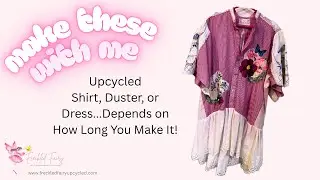 How to Turn Men's Shirt into Whimsical Cottagecore Top Duster Dress DIY Upcycle Thrift Flip Tutorial
