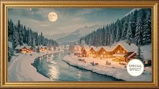 Animated Winter Moonlit Alpine Village | Frame TV Art for Wealth Flow & Harmony [4K UHD]