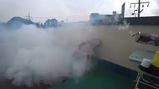 How to work a mini gas fogging machine.