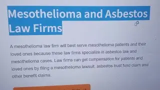 Mesothelioma and Asbestos Law Firms