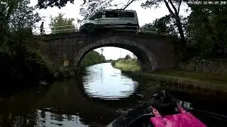 Dramatic van crash on canal bridge