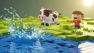 Minecraft Baby Cow Jumped in the Water | Kids Songs & Nursery Rhymes
