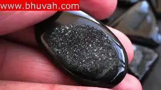 black agate druzy gemstone healing stone cabochon