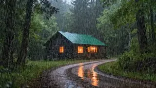 Deep Sleep Instantly with Heavy Rain & Roaring Thunderstorm Sounds on Tin Roof in Forest at Night