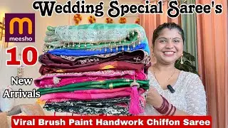 🥰MEESHO😍Wedding Special Handwork Saree Haul |Meesho Partywear Saree Collection#meesho#handworksaree