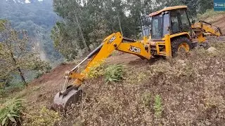 Working for Wider Hillside Road Turn with JCB Backhoe