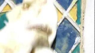 Unique Restoration Work of Antique Tiles in the Temple. Hands Clean Surface.