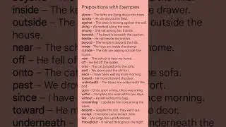 More Common Prepositions with Examples | English Grammar for Beginners