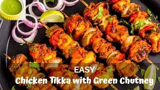 Chicken Tikka in Microwave Oven | Tikka in LG Charcoal Microwave | Grill/ Combi mode | Green chutney