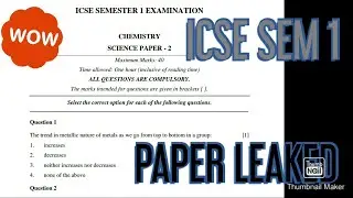 ICSE SEM 1 Chemistry paper class 10th 📜 leaked .....| 100% true..💯.