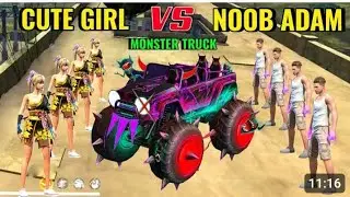 Free Fire MONSTER TRUCK Skin Versus 😈 Cute घमंडी Girl 😤 vs NOOB गरीब Adam 🥺 Aukat की Baat 👿