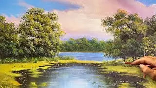 How to Draw Landscape Painting &ldquo;#109&rdquo; | Peaceful River Meadow | Acrylic Painting | LDL ART
