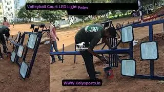 Volleyball Court LED Light Poles Installation in Hyderabad By Kelysports #kelysports #playasyoulike