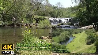 [4K] Monsal Dale. Headstone Viaduct and Waterfall. May 2020