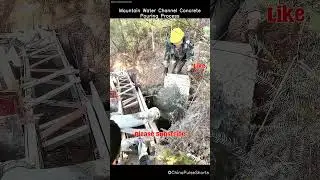 🏞️ Pouring Power: Mountain Water Channel Build! #concretework #infrastructure