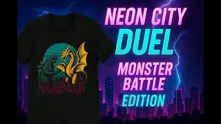 Clash of Kaijus &ndash; Neon City Duel Retro Monster Battle Design T Shirt