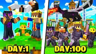 THE END - 100 Days In Minecraft Oneblock With Friends 😰