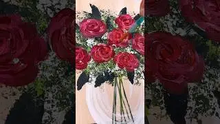 Рисуем розы! 🌹🎨 Это ПРОСТАЯ техника! #уроки #акриловаяживопись #дляначинающих #инструкции