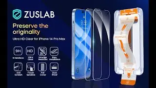 Zuslab iPhone 14 Pro MaxTempered Glass Screen Protector with Easy Auto-Align Install Kit