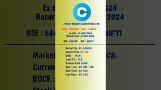 credo brands marketing ltd share latest news | Ex-Date: 21-08-2024 | #dividend #stockmarket