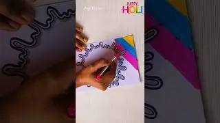 💕Easy and beautiful holi card making idea 2025🌈 Using white paper #holi​ #art​ #ytshorts​ #shorts