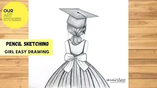 How to DRAW A GIRL WEARING GRADUATION CAP || Easy Girl Pencil Drawing Tutorial | @OurArtStories ​