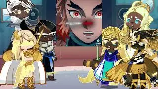 Cookie run kingdom react to akaza | Giyuu | Demon slayer | Gacha life