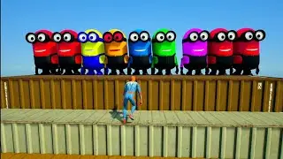 Spiderman ragdoll and epic punch to cute and beautiful minion